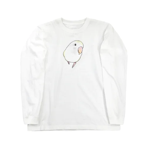 コザクラインコ　バイオレットパイドちゃん【まめるりはことり】 ロングスリーブTシャツ