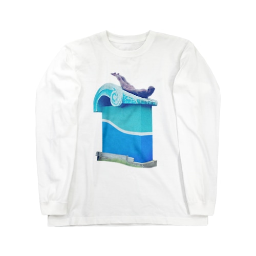 湯野浜「波乗り発祥の浜」像 Long Sleeve T-Shirt
