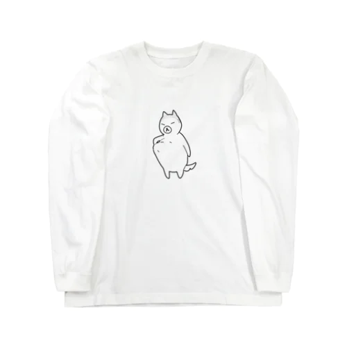 お腹の肉をつまむバーコード犬 Long Sleeve T-Shirt