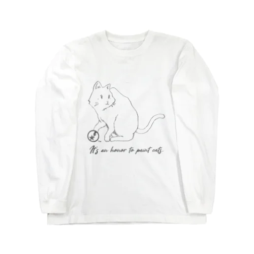 さらり画（名言イラストT（猫 グレー）） ロングスリーブTシャツ