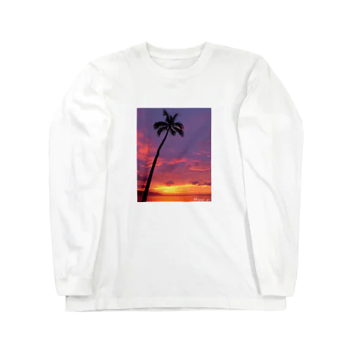 sunsetヤシの木 ロングスリーブTシャツ