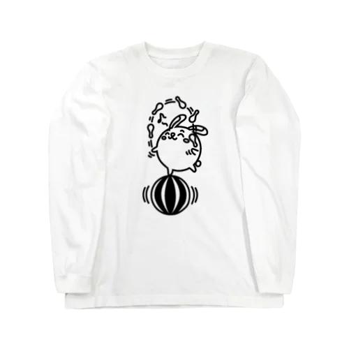 ウサコロまる・ジャグリング２（線画：黒バージョン） Long Sleeve T-Shirt