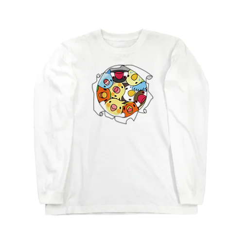 三密です！むちむち鳥まみれ【まめるりはことり】 Long Sleeve T-Shirt