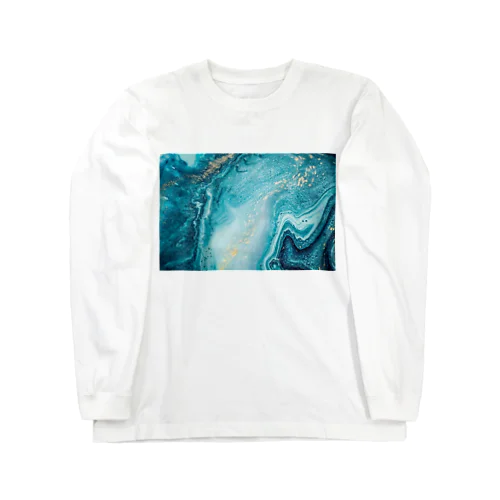 大理石 青 金箔 Long Sleeve T-Shirt