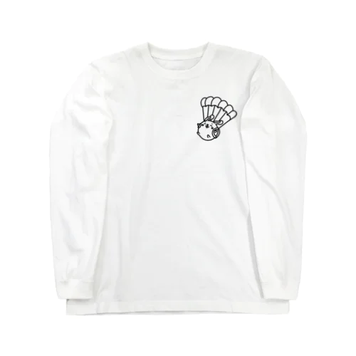 ウサコロまる・パラシュートで降下（小）（線画：黒バージョン） Long Sleeve T-Shirt