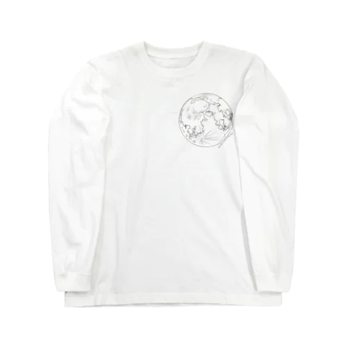 月の表面と裏面(両面印刷) Long Sleeve T-Shirt