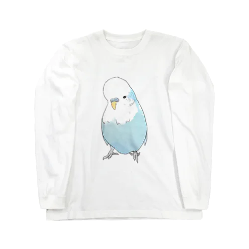 可愛いジャンボセキセイインコ【まめるりはことり】 ロングスリーブTシャツ