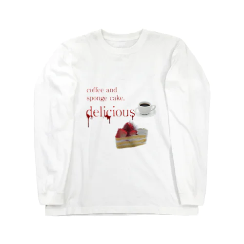 coffee and sponge cake, delicious ロングスリーブTシャツ