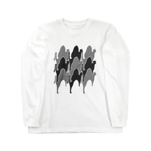 タイリング白黒のびネコ Long Sleeve T-Shirt