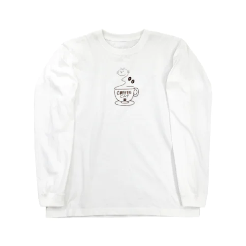 COFFEE CAT 2 湯気猫 Long Sleeve T-Shirt