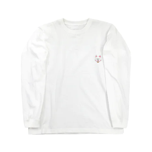 TOPPYNETの白ネコ (白輪郭） ロングスリーブTシャツ