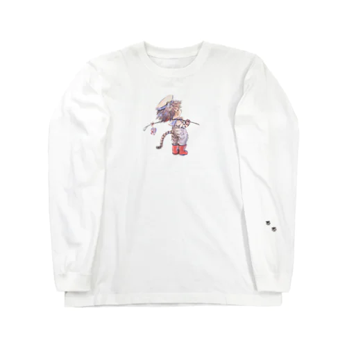 旅に出るねこ（あしあとつき） Long Sleeve T-Shirt