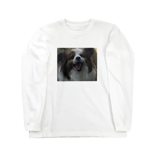 マロン　犬　パピヨン ロングスリーブTシャツ