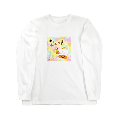 《ハロウィン》06＊かぼちゃパンツのしろくま＊パステル背景ver. Long Sleeve T-Shirt