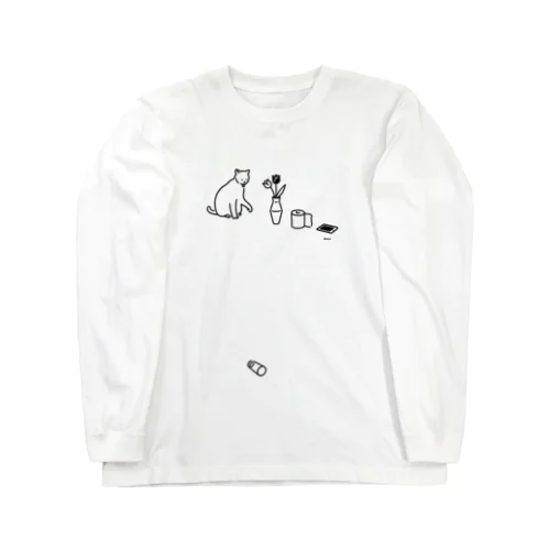 容赦なく落とす猫 Long Sleeve T-Shirt