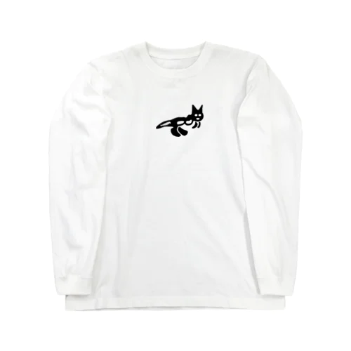 ナスカの地上絵の猫　黒ナスカネコ・ロゴなし Long Sleeve T-Shirt