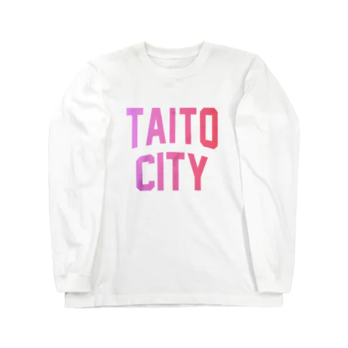 台東区 TAITO TOWN ロゴピンク ロングスリーブTシャツ