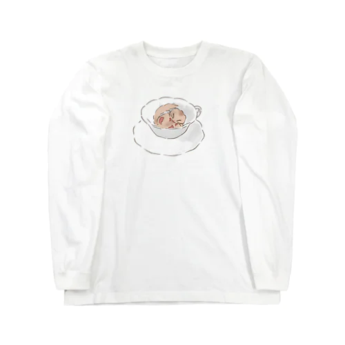 ティーカップで眠るヤマネ Long Sleeve T-Shirt