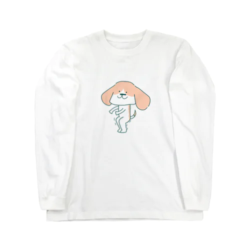 筋トレわんこ　あげパン君 ロングスリーブTシャツ