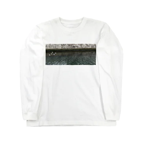 white & black カモメとオオバン Long Sleeve T-Shirt