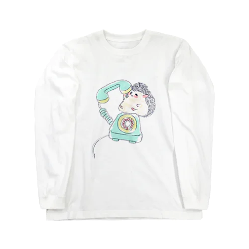 オリジナル　ハリネズミのソフィー、ダイヤル式電話をかける。 Long Sleeve T-Shirt