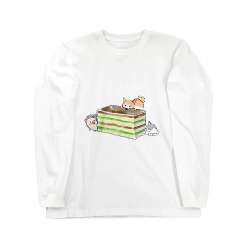 オリジナル　ハリネズミのソフィー、３色ケーキを食べる。 Long Sleeve T-Shirt