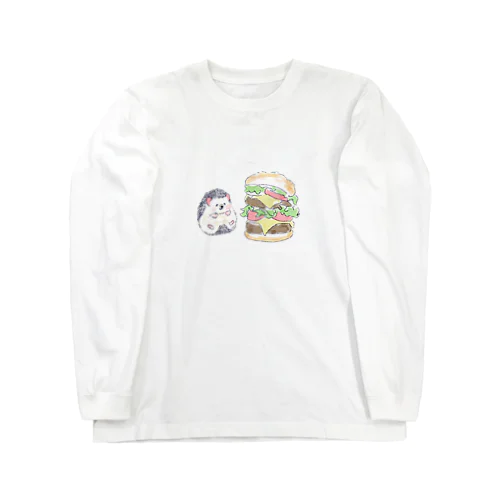 オリジナル　ハリネズミのソフィー、ハンバーガーを食べる。 ロングスリーブTシャツ