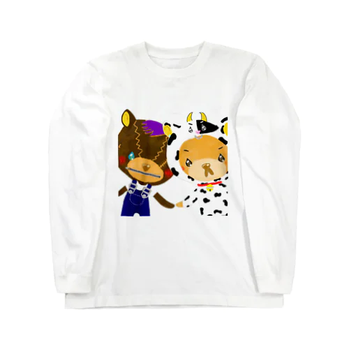 くまのマーク&マクセニ 牛バージョン Long Sleeve T-Shirt