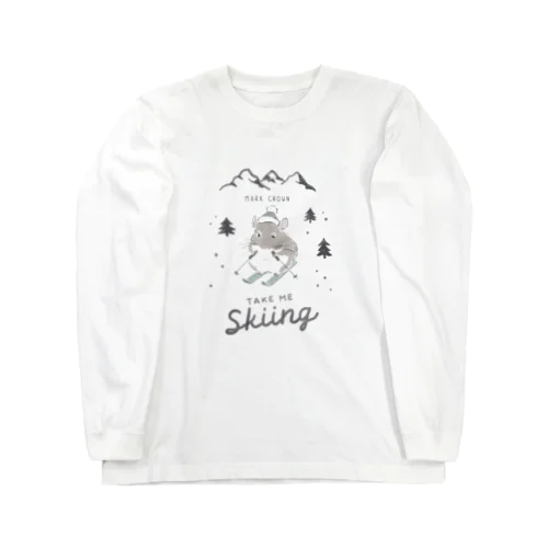 スキーを楽しむチンチラ Long Sleeve T-Shirt