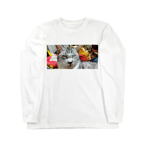 ベロだし猫おかおか Long Sleeve T-Shirt