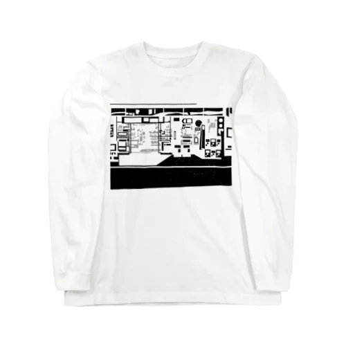 コンビニ柄【黒】 Long Sleeve T-Shirt