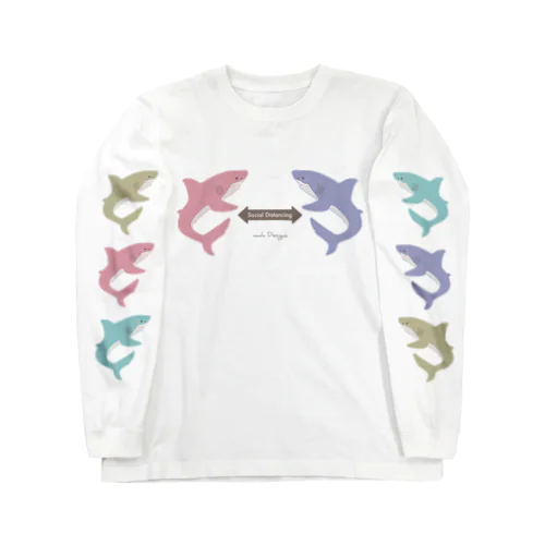 サメさんたちの #ソーシャルディスタンス | ほわほわcolor Long Sleeve T-Shirt