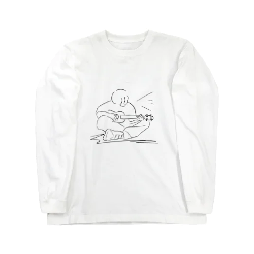 線画　ギター弾き Long Sleeve T-Shirt