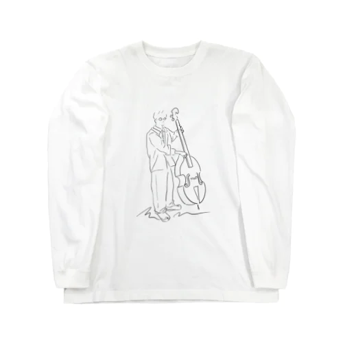 線画　コントラバスの人 Long Sleeve T-Shirt