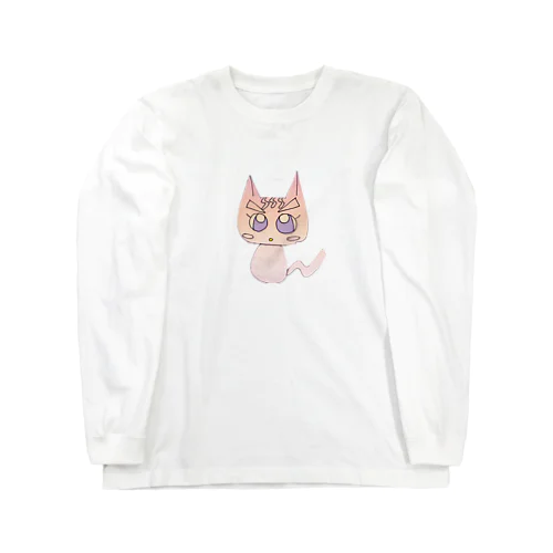 ピンクの猫さん ロングスリーブTシャツ