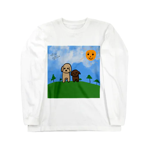 モチとハッピー 草原気分 Long Sleeve T-Shirt