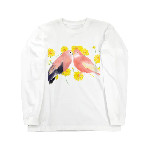 アキクサインコとタンポポ Long Sleeve T-Shirt