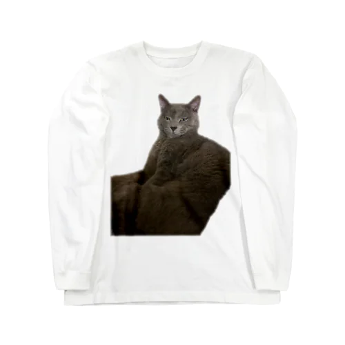 寝起きの猫 롱 슬리브 티셔츠