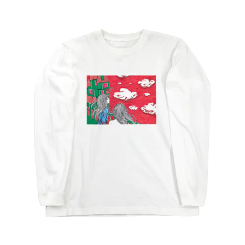 少女達と赤い空 Long Sleeve T-Shirt