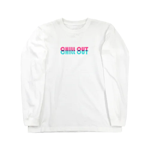 chill out ピンクとブルー ロングスリーブTシャツ