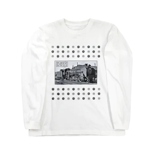 D51形蒸気機関車１号機 ＋動輪のドット （モノクロフォト） Long Sleeve T-Shirt