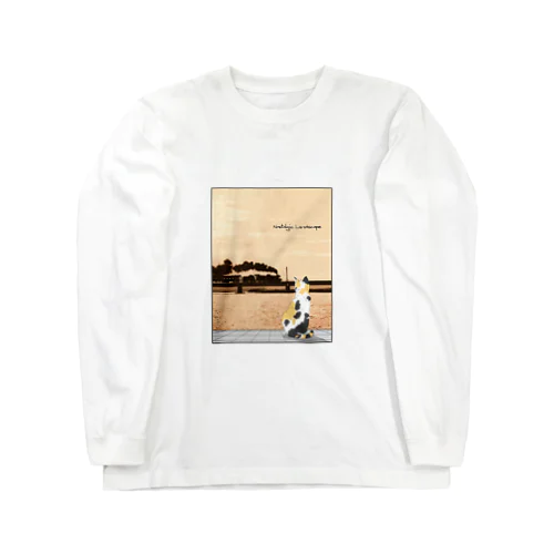 日豊本線 小丸川鉄橋を渡るSL (with 三毛猫) Long Sleeve T-Shirt