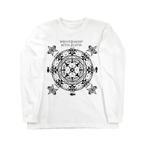 猫召喚魔法陣（黒線） Long Sleeve T-Shirt