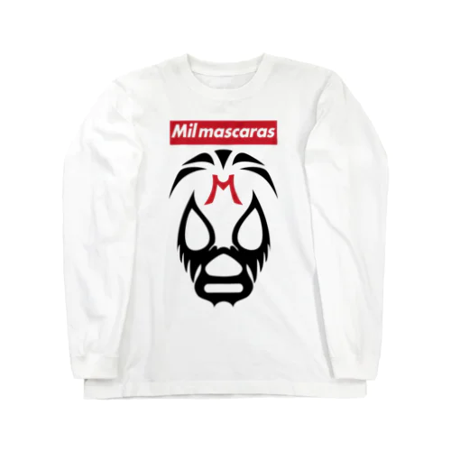 MIL MASCARAS-ミル・マスカラス-赤ボックスロゴ Long Sleeve T-Shirt