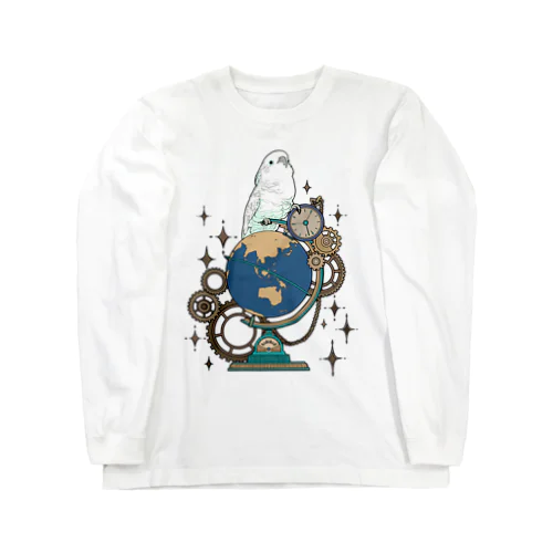 オウムと地球儀デジタルver ロングスリーブTシャツ