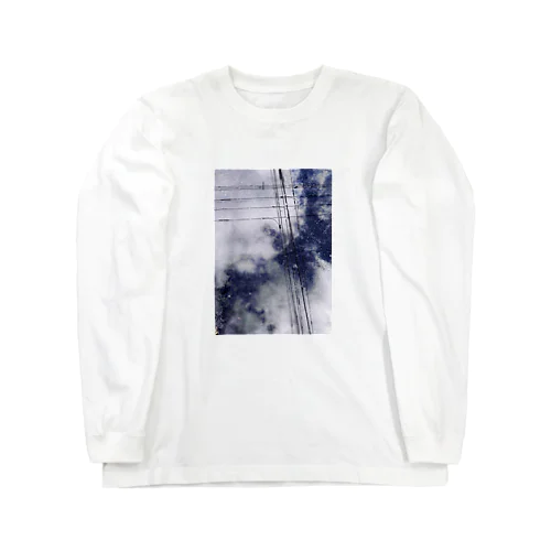 水たまり　空と電線 Long Sleeve T-Shirt