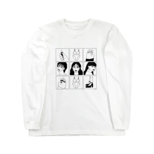 girls ブラック おめめあり Long Sleeve T-Shirt