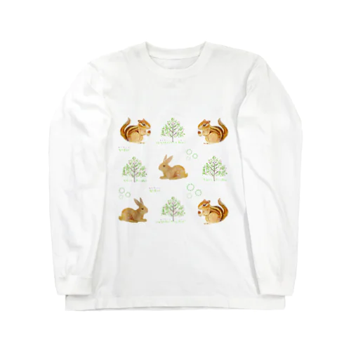 リスとウサギの森 ロングスリーブTシャツ