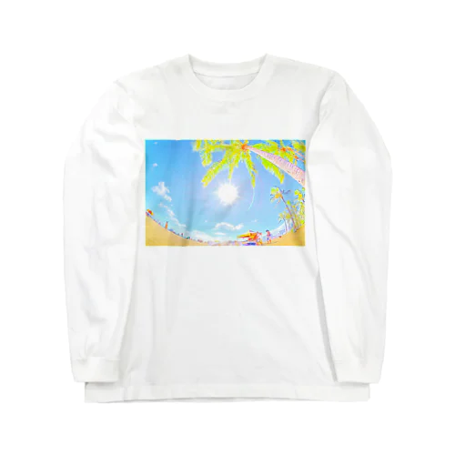 ハワイワイキキビーチ（イラスト） Long Sleeve T-Shirt