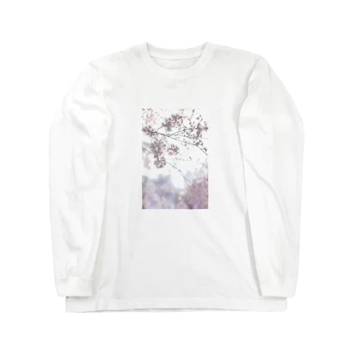 水彩画みたいなゆれる桜と春の陽 ロングスリーブTシャツ